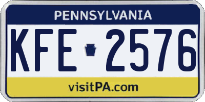 PA license plate KFE2576