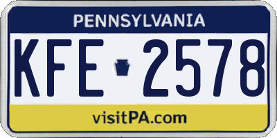 PA license plate KFE2578