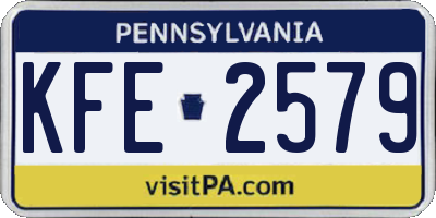 PA license plate KFE2579