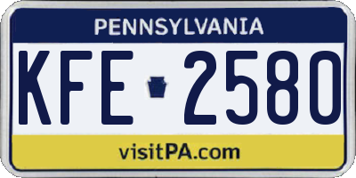 PA license plate KFE2580