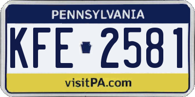 PA license plate KFE2581