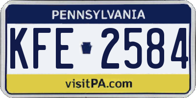 PA license plate KFE2584