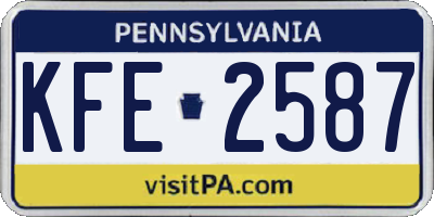 PA license plate KFE2587