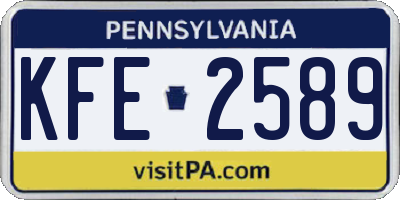 PA license plate KFE2589