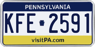 PA license plate KFE2591