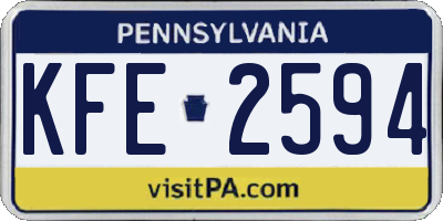 PA license plate KFE2594