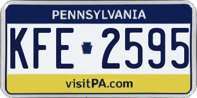 PA license plate KFE2595