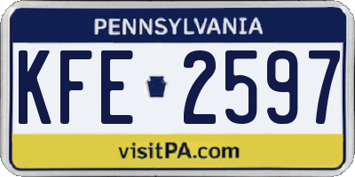 PA license plate KFE2597
