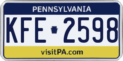 PA license plate KFE2598