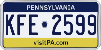 PA license plate KFE2599