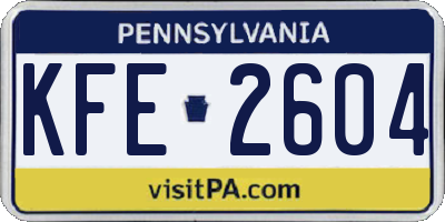 PA license plate KFE2604