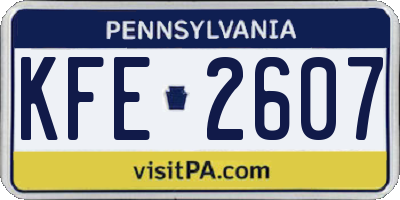 PA license plate KFE2607