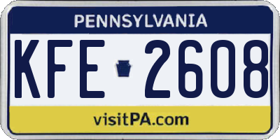 PA license plate KFE2608