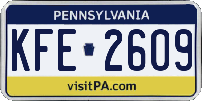 PA license plate KFE2609