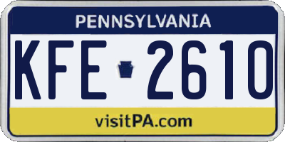 PA license plate KFE2610