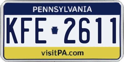 PA license plate KFE2611