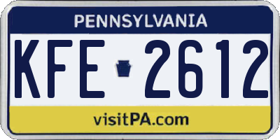 PA license plate KFE2612