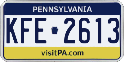PA license plate KFE2613