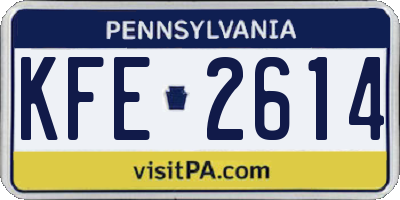 PA license plate KFE2614