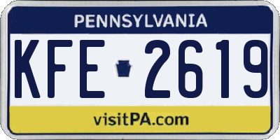 PA license plate KFE2619