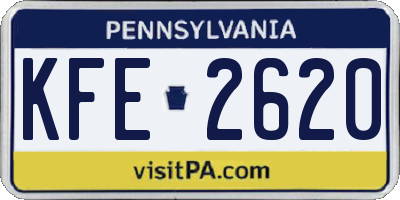 PA license plate KFE2620