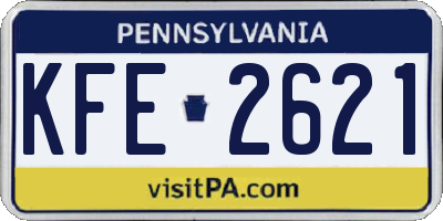 PA license plate KFE2621