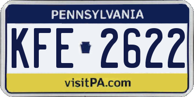 PA license plate KFE2622