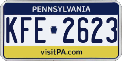 PA license plate KFE2623