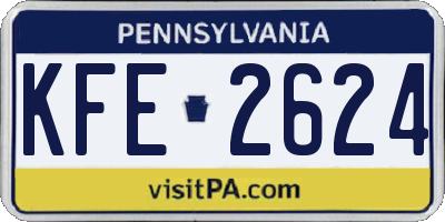 PA license plate KFE2624