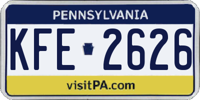 PA license plate KFE2626