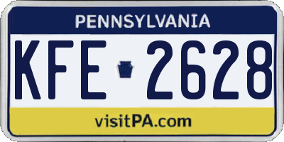PA license plate KFE2628