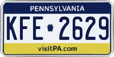 PA license plate KFE2629