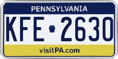 PA license plate KFE2630