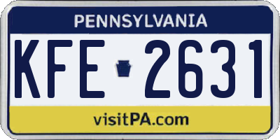 PA license plate KFE2631