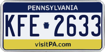 PA license plate KFE2633