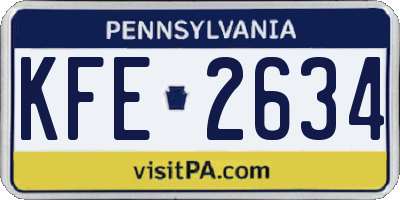 PA license plate KFE2634