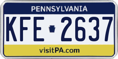 PA license plate KFE2637