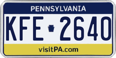 PA license plate KFE2640
