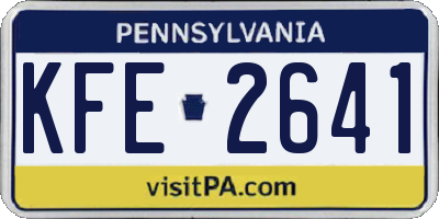 PA license plate KFE2641