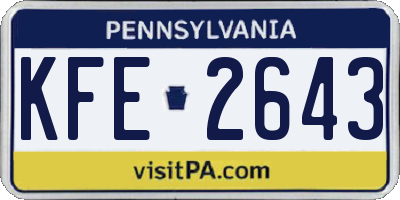 PA license plate KFE2643