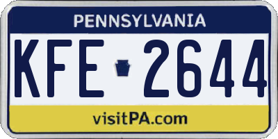 PA license plate KFE2644