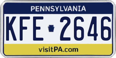 PA license plate KFE2646