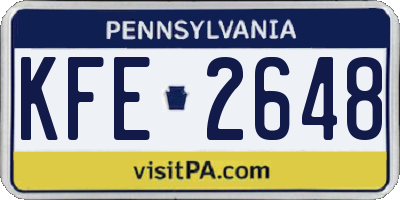 PA license plate KFE2648