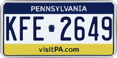 PA license plate KFE2649