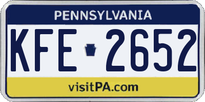 PA license plate KFE2652