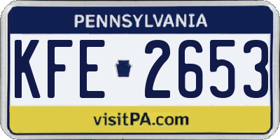 PA license plate KFE2653