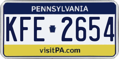 PA license plate KFE2654