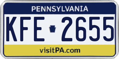 PA license plate KFE2655