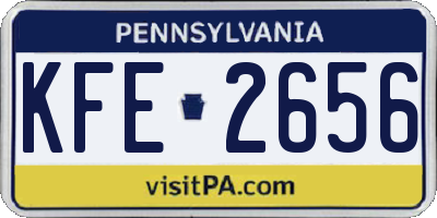PA license plate KFE2656