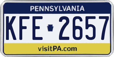 PA license plate KFE2657